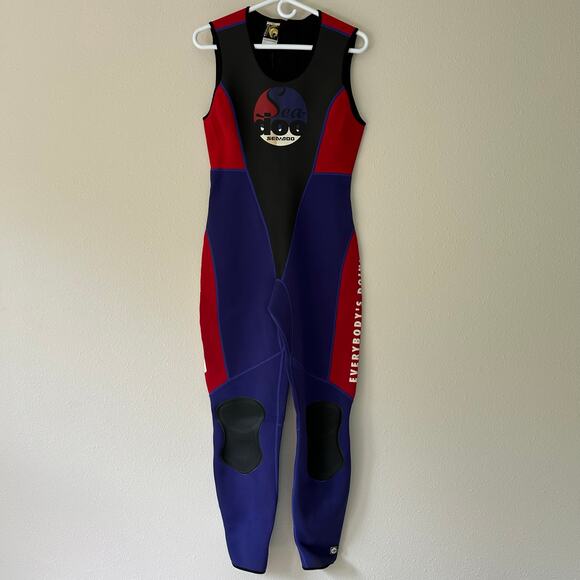 Vintage Sea Doo 2 piece wet suit jacket zip front 90s water sports outdoor M - Picture 7 of 16